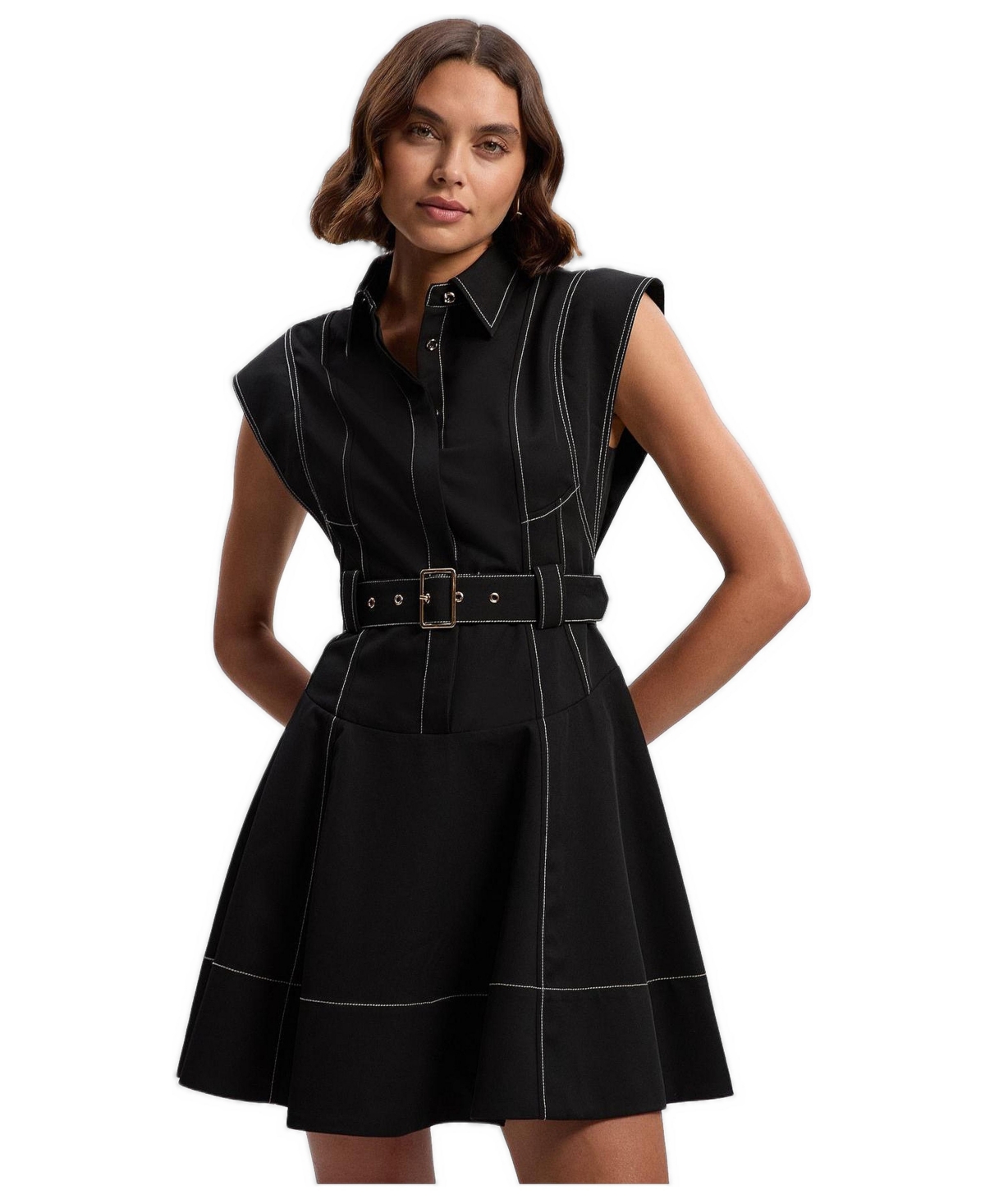 Karen Millen women’s High Neck Mini Dress – Black