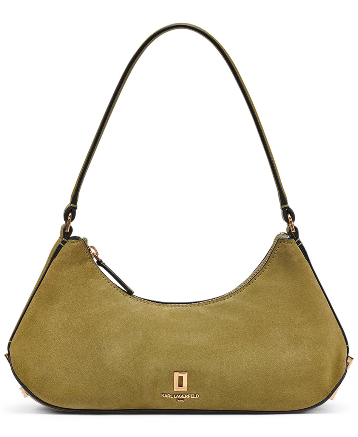 Karl Lagerfeld Paris Arielle Leather Medium Shoulder Handbag – Olive Green