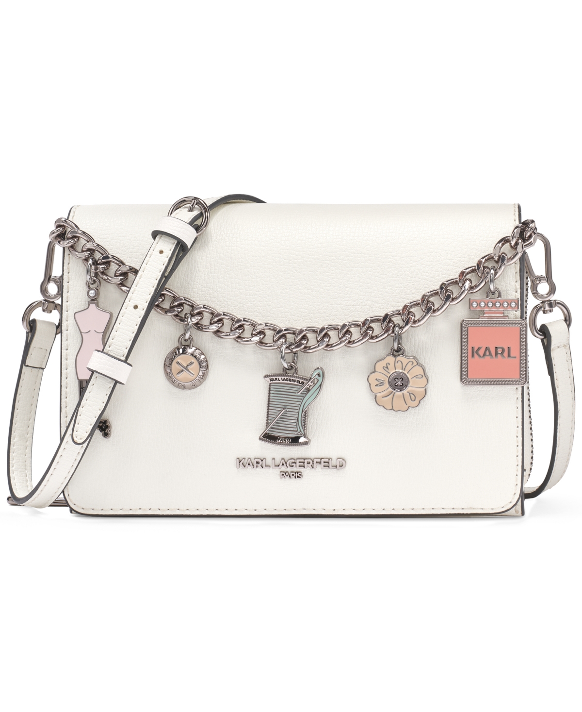 Karl Lagerfeld Paris Lourdes Small Crossbody Bag – Winter White Karl Lagerfeld Paris Lourdes Small Crossbody Bag – Winter White