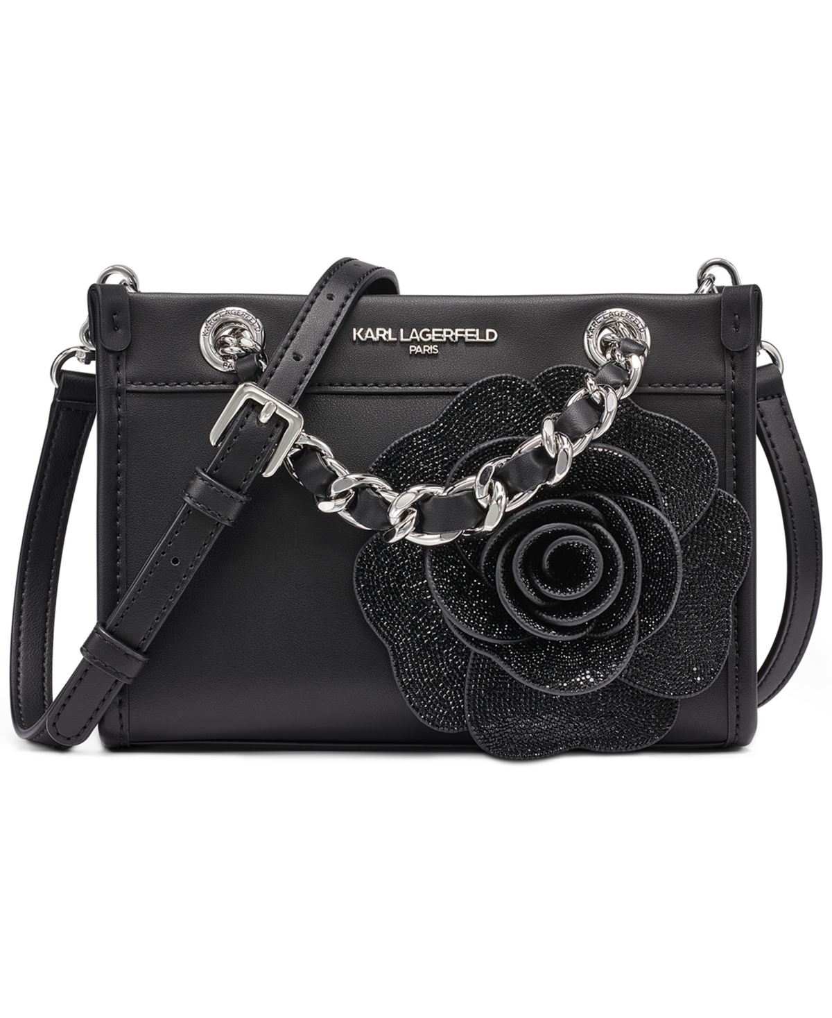 Karl Lagerfeld Paris Savoie Small Crossbody Handbag – Black/Silver