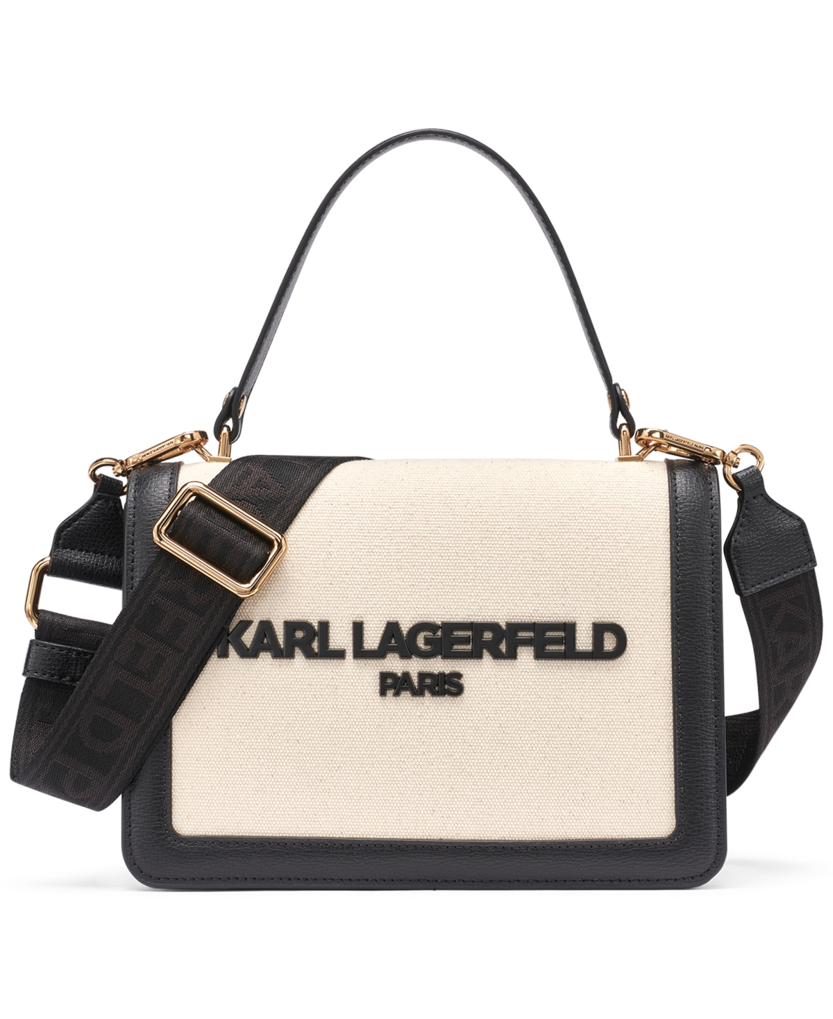 Karl Lagerfeld Paris Simone Small Crossbody Bag – Black Canvas Karl Lagerfeld Paris Simone Small Crossbody Bag – Black Canvas