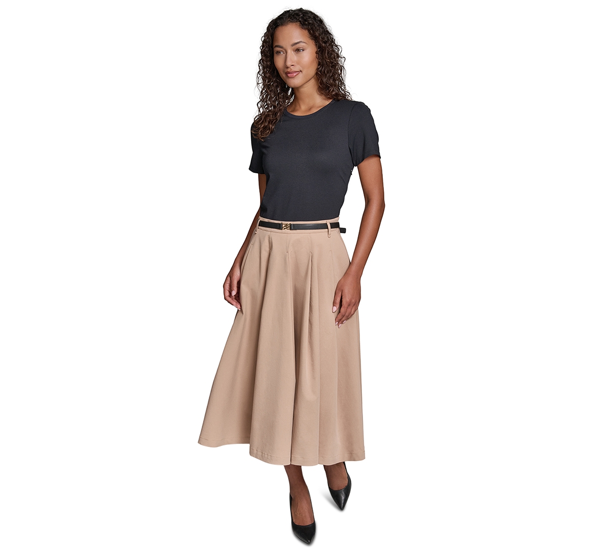 Karl Lagerfeld Paris Women’s Belted Jersey Midi Dress – Midnight Karl Lagerfeld Paris Women’s Belted Jersey Midi Dress – Midnight