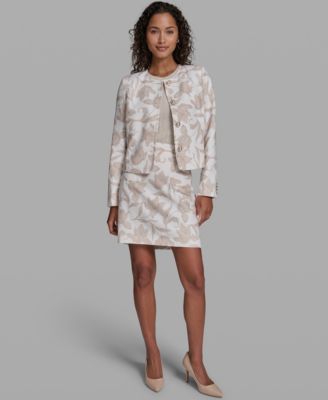Karl Lagerfeld Paris Womens Cropped Woven Jacket Crew Neck Sweater Printed Mini Skirt Karl Lagerfeld Paris Womens Cropped Woven Jacket Crew Neck Sweater Printed Mini Skirt