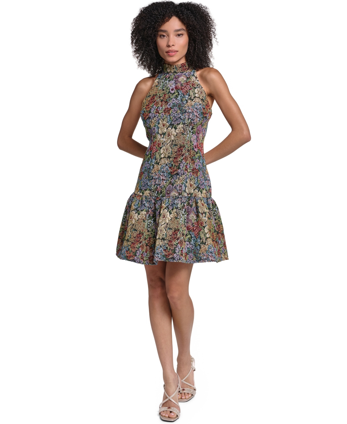 Karl Lagerfeld Paris Women’s Floral Tapestry Drop-Waist Fit & Flare Dress – Vienna Blue Multi Karl Lagerfeld Paris Women’s Floral Tapestry Drop-Waist Fit & Flare Dress – Vienna Blue Multi