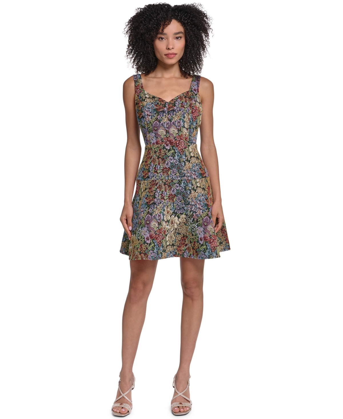 Karl Lagerfeld Paris Women’s Floral Tapestry Fit & Flare Dress – Vienna Blue Multi Karl Lagerfeld Paris Women’s Floral Tapestry Fit & Flare Dress – Vienna Blue Multi