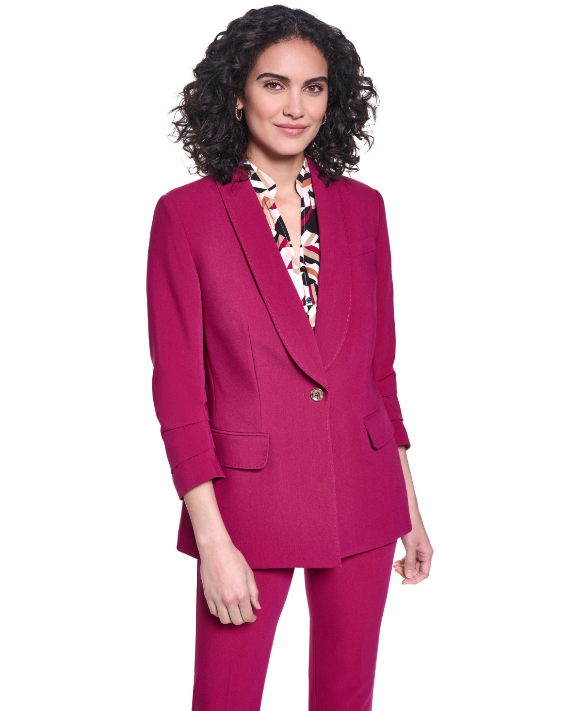 Karl Lagerfeld Paris Women’s Long-Sleeve Shoulder Padded Jacket – Currant Karl Lagerfeld Paris Women’s Long-Sleeve Shoulder Padded Jacket – Currant