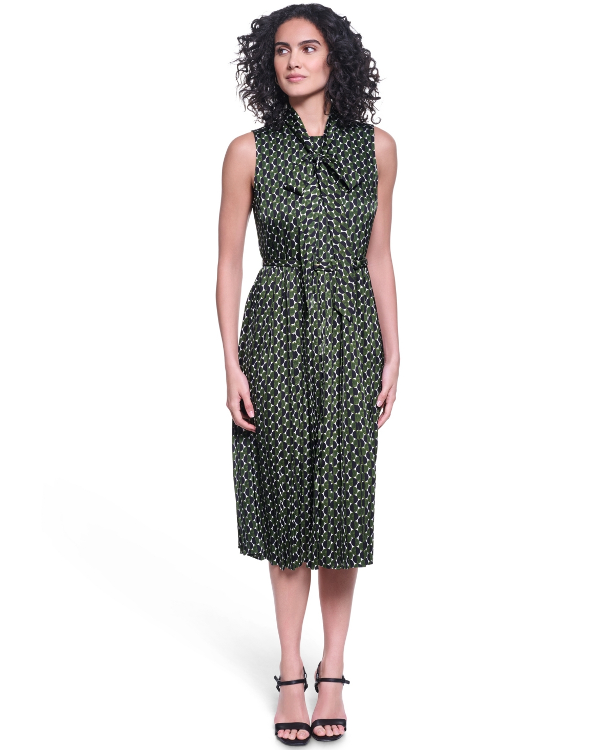 Karl Lagerfeld Paris Women’s Printed Midi Dress – Black/Olive Green Combo Karl Lagerfeld Paris Women’s Printed Midi Dress – Black/Olive Green Combo