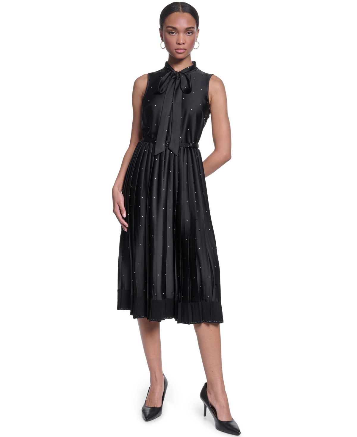 Karl Lagerfeld Paris Women’s Printed Midi Dress – Black/Soft White Karl Lagerfeld Paris Women’s Printed Midi Dress – Black/Soft White