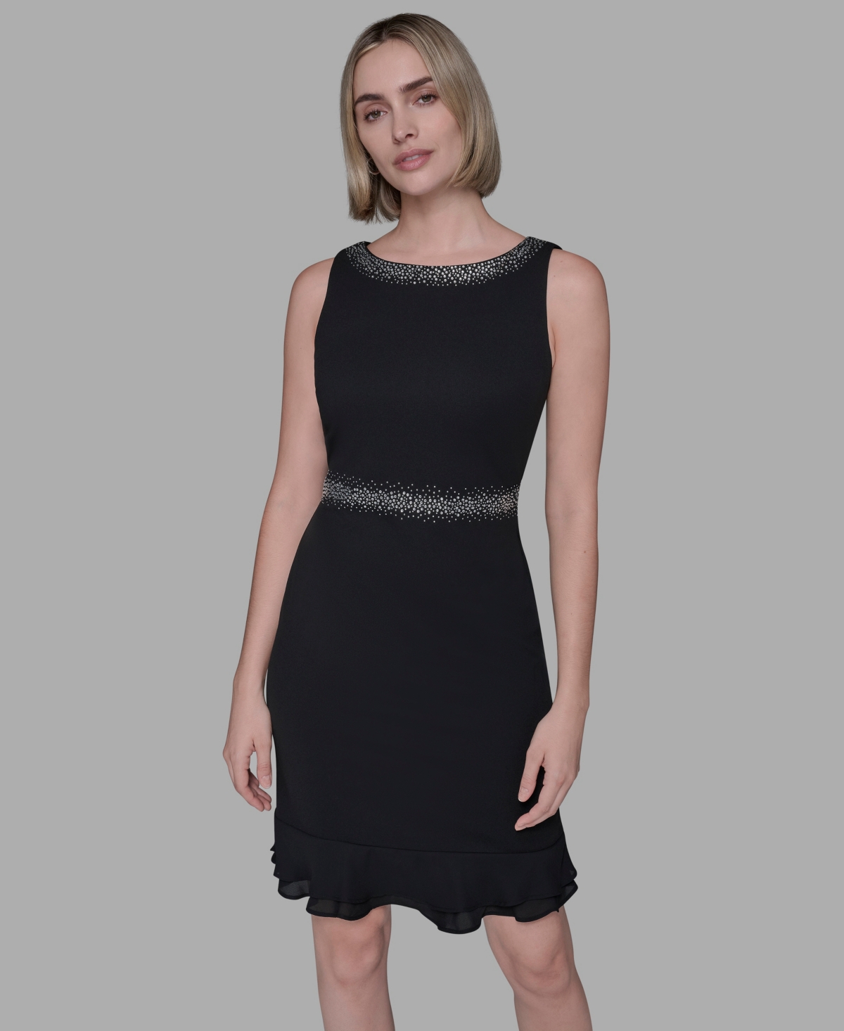 Karl Lagerfeld Paris Women’s Ruffled-Hem A-Line Dress – Black