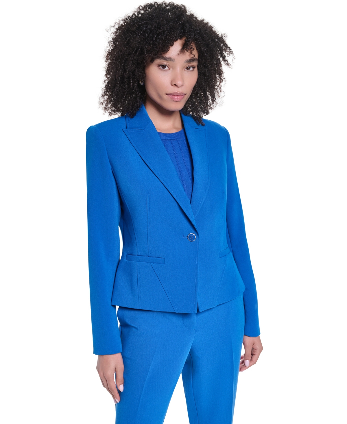 Karl Lagerfeld Paris Women’s V-Neck Cropped Tailored Jacket – Electric Blue Karl Lagerfeld Paris Women’s V-Neck Cropped Tailored Jacket – Electric Blue