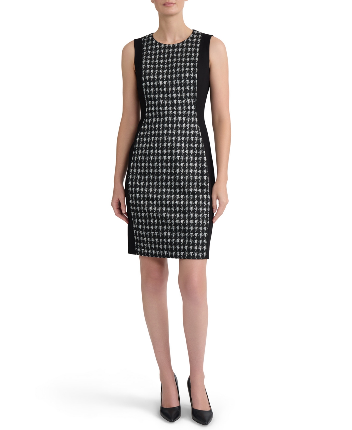 Kasper Women’s Combo Princess Seam Sheath Houndstooth Dress – Black Multi Kasper Women’s Combo Princess Seam Sheath Houndstooth Dress – Black Multi