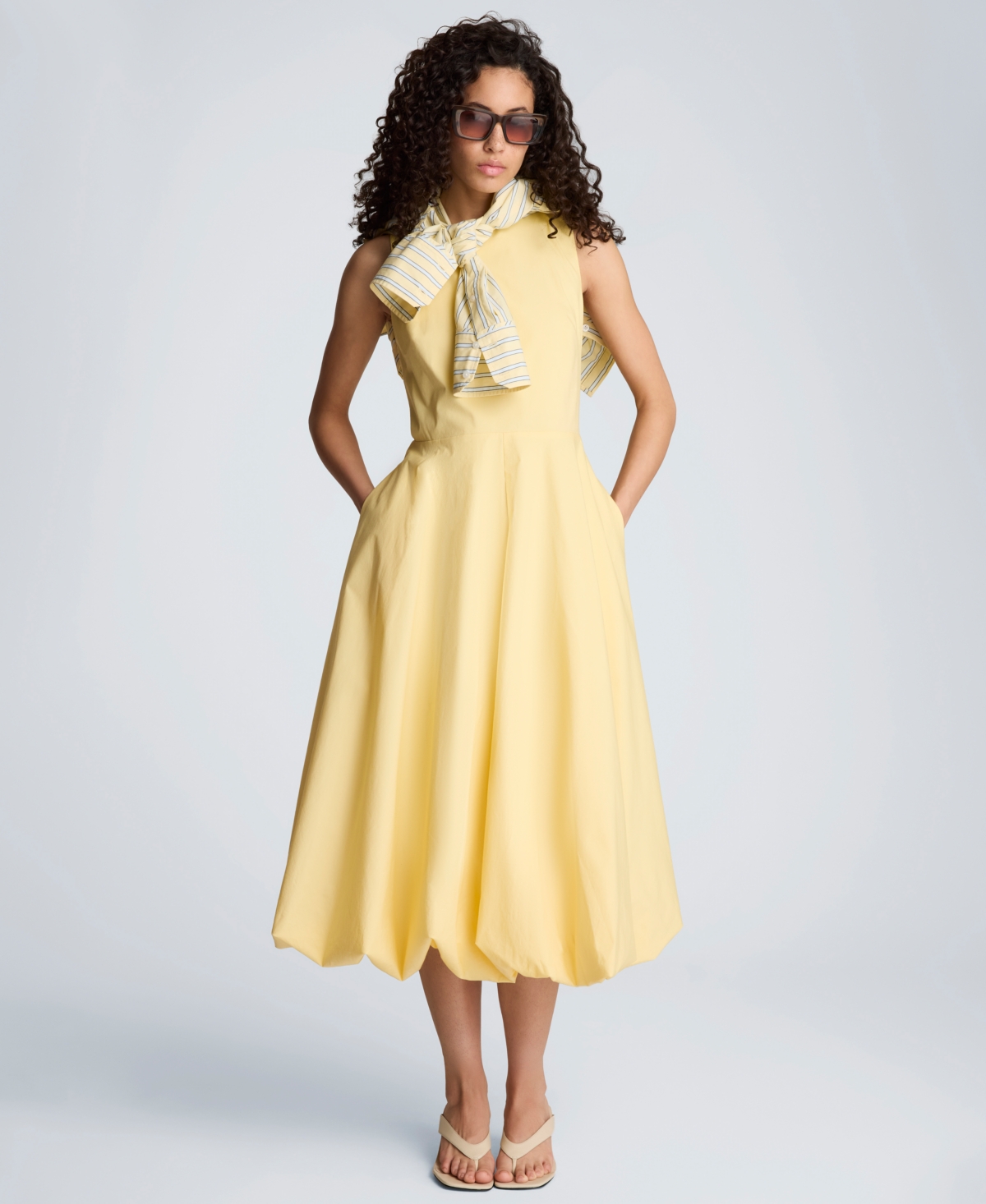 Kenneth Cole Women’s Bubble Hem Midi Dress – Pastel Yellow