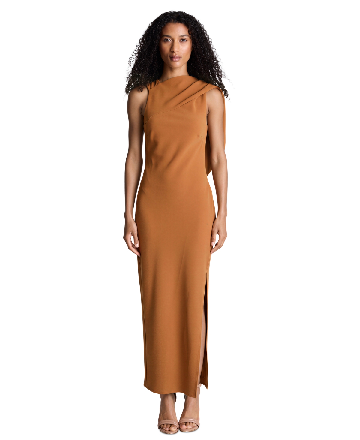 Kenneth Cole Women’s Drape Cowl Neck Back Maxi Dress – Maple