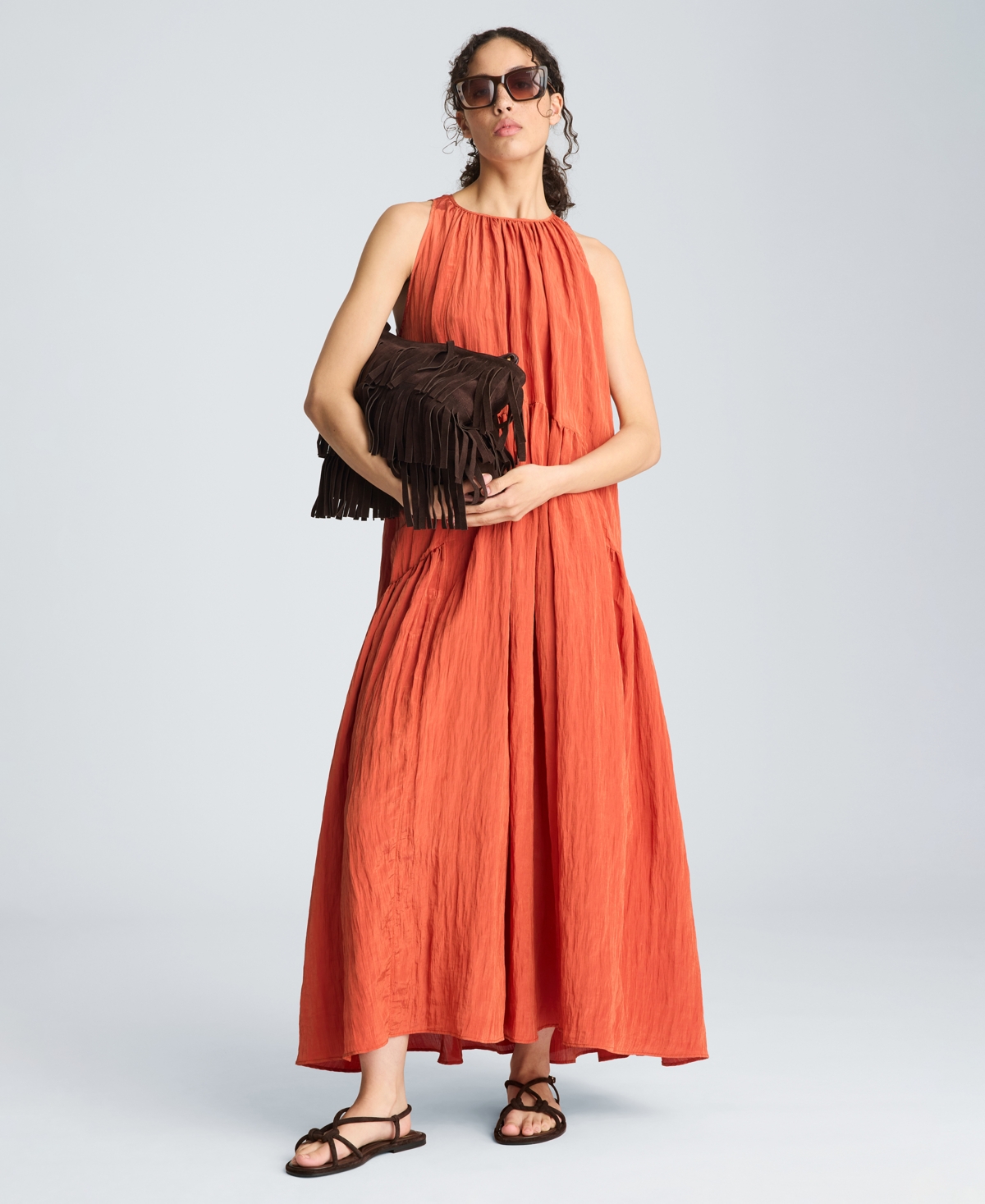 Kenneth Cole Women’s Halter Neck Tiered Maxi Dress – Terra