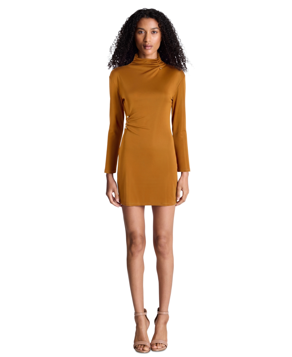 Kenneth Cole Women’s Long-Sleeve Cowl Neck Mini Dress – Maple