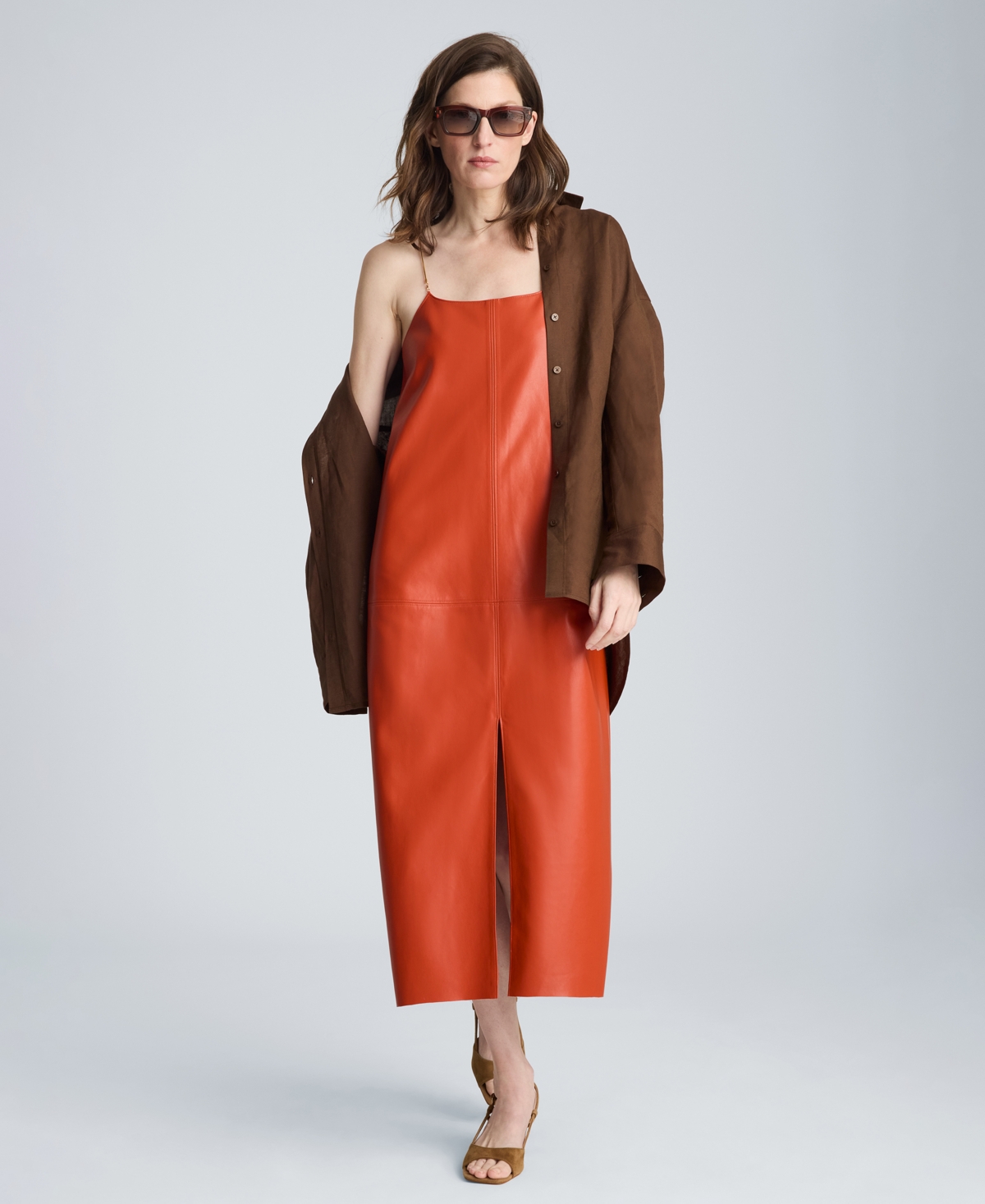 Kenneth Cole Women’s Metal Strap Midi Slip Dress – Terra