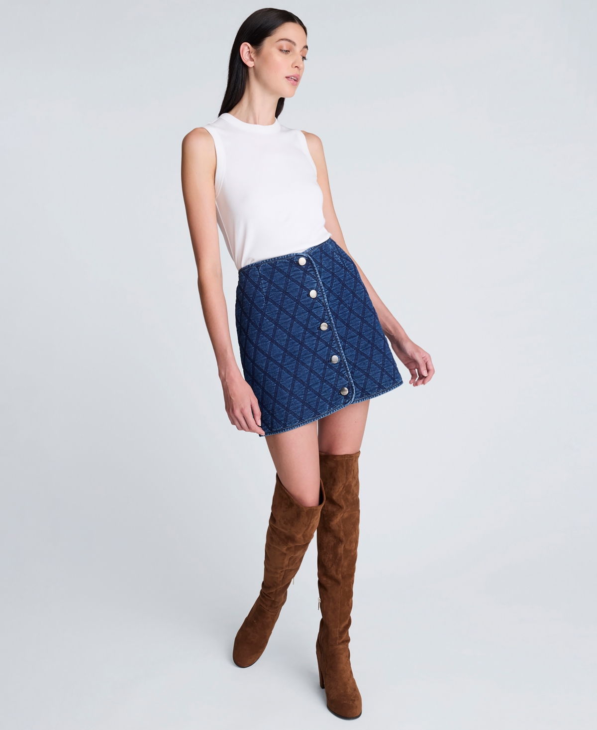 Kenneth Cole Women’s Quilted Pencil Mini Skirt – Pacific Wash