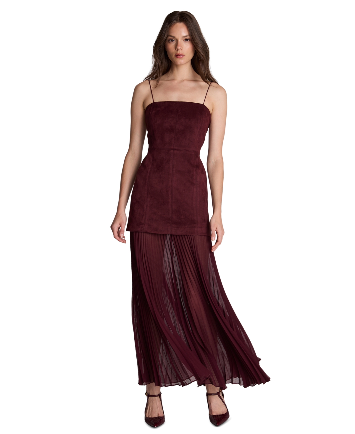 Kenneth Cole Women’s Square-Neck Spaghetti-Straps Combo Pleated Midi Dress – Sugar Beet Kenneth Cole Women’s Square-Neck Spaghetti-Straps Combo Pleated Midi Dress – Sugar Beet