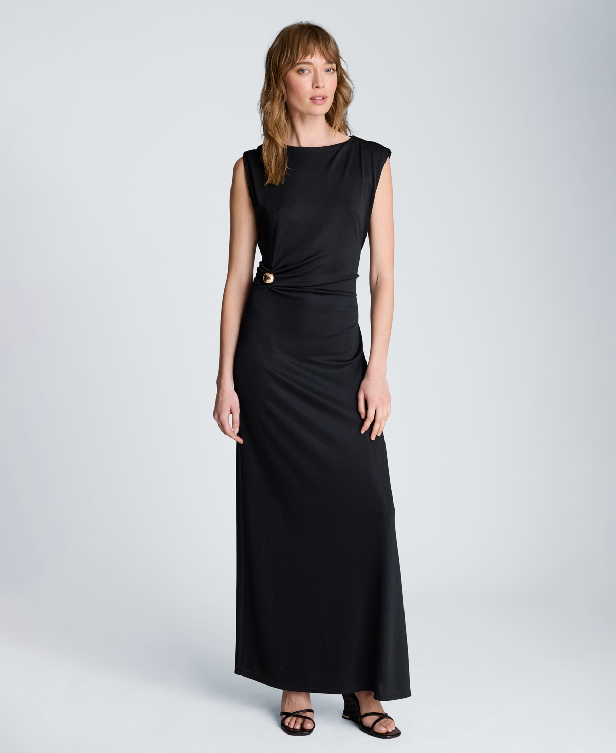 Kenneth Cole Women’s Waist Drape Maxi Dress – Black Kenneth Cole Women’s Waist Drape Maxi Dress – Black