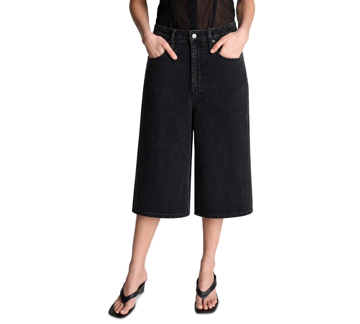 Kenneth Cole Women’s Wide-Leg High-Rise Shorts – Nik Wash Kenneth Cole Women’s Wide-Leg High-Rise Shorts – Nik Wash