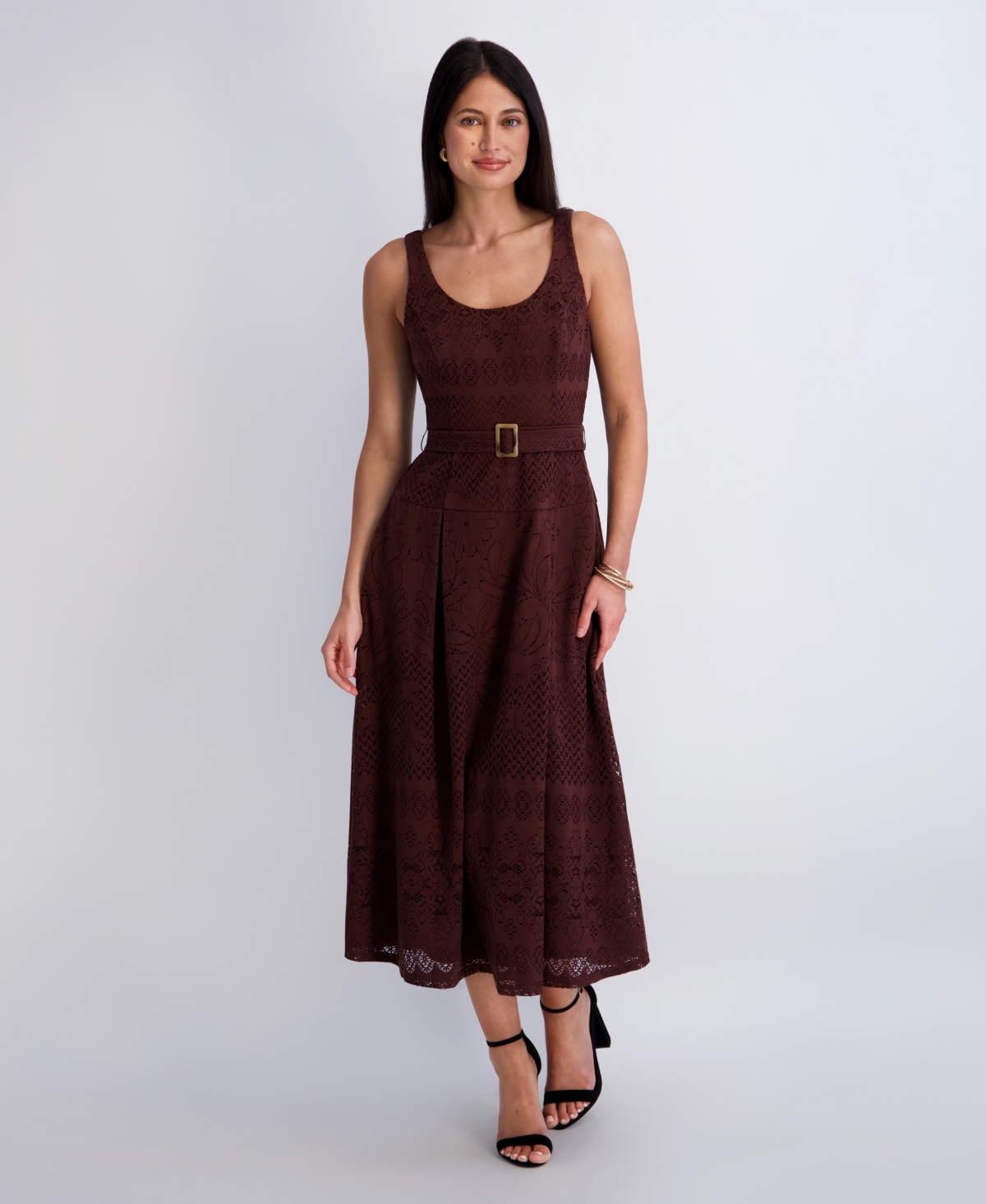 Kensie Women’s Crochet Knit Scoop Neck Dress – Chocolate Kensie Women’s Crochet Knit Scoop Neck Dress – Chocolate