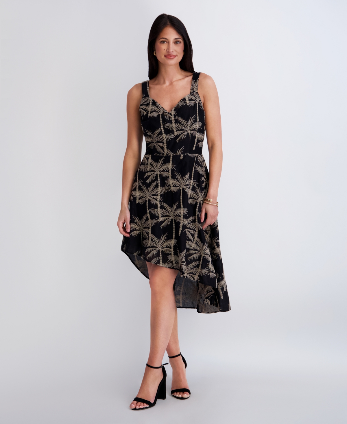 Kensie Women’s Embroidered Woven Sleeveless Dress – Black/Taupe
