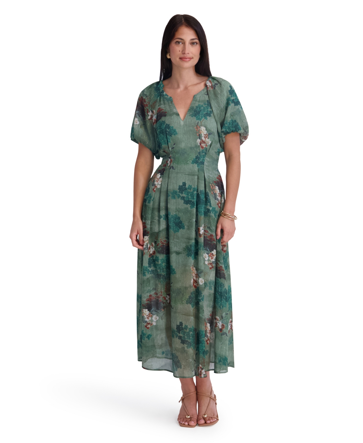 Kensie Women’s Floral-Print Lurex Chiffon Midi Dress – Multi Kensie Women’s Floral-Print Lurex Chiffon Midi Dress – Multi