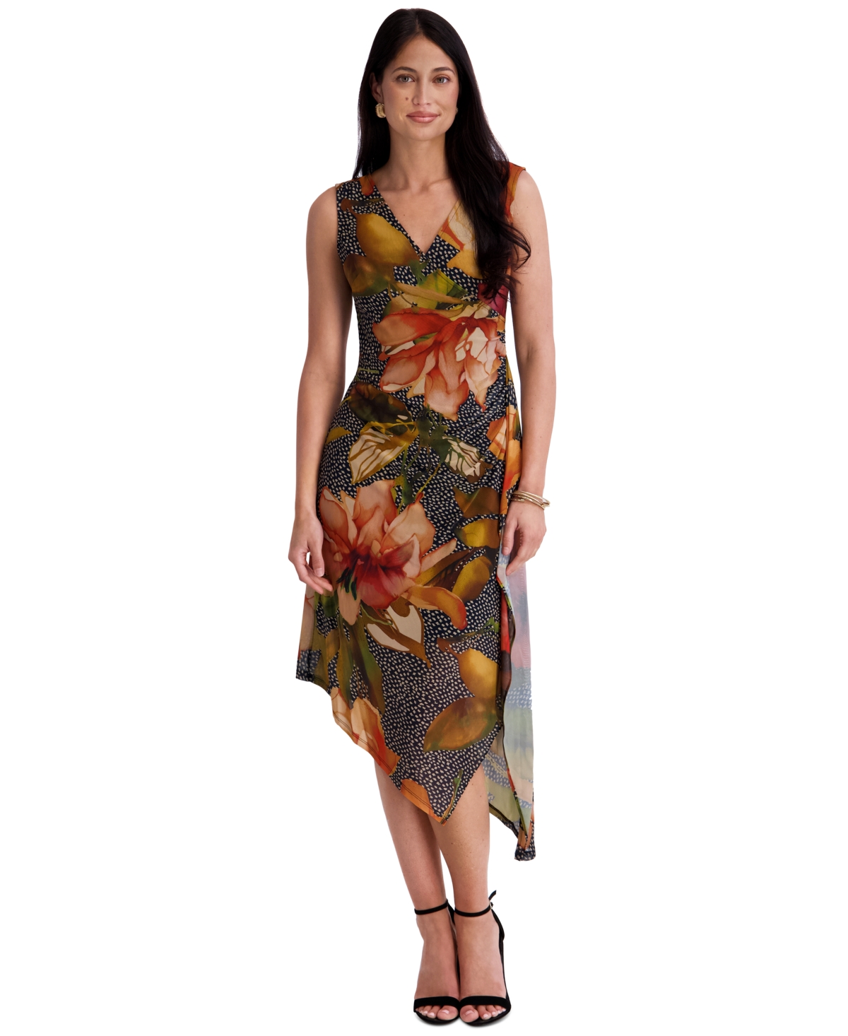 Kensie Women’s Sleeveless V-Neck Midi Dress – Multi Kensie Women’s Sleeveless V-Neck Midi Dress – Multi