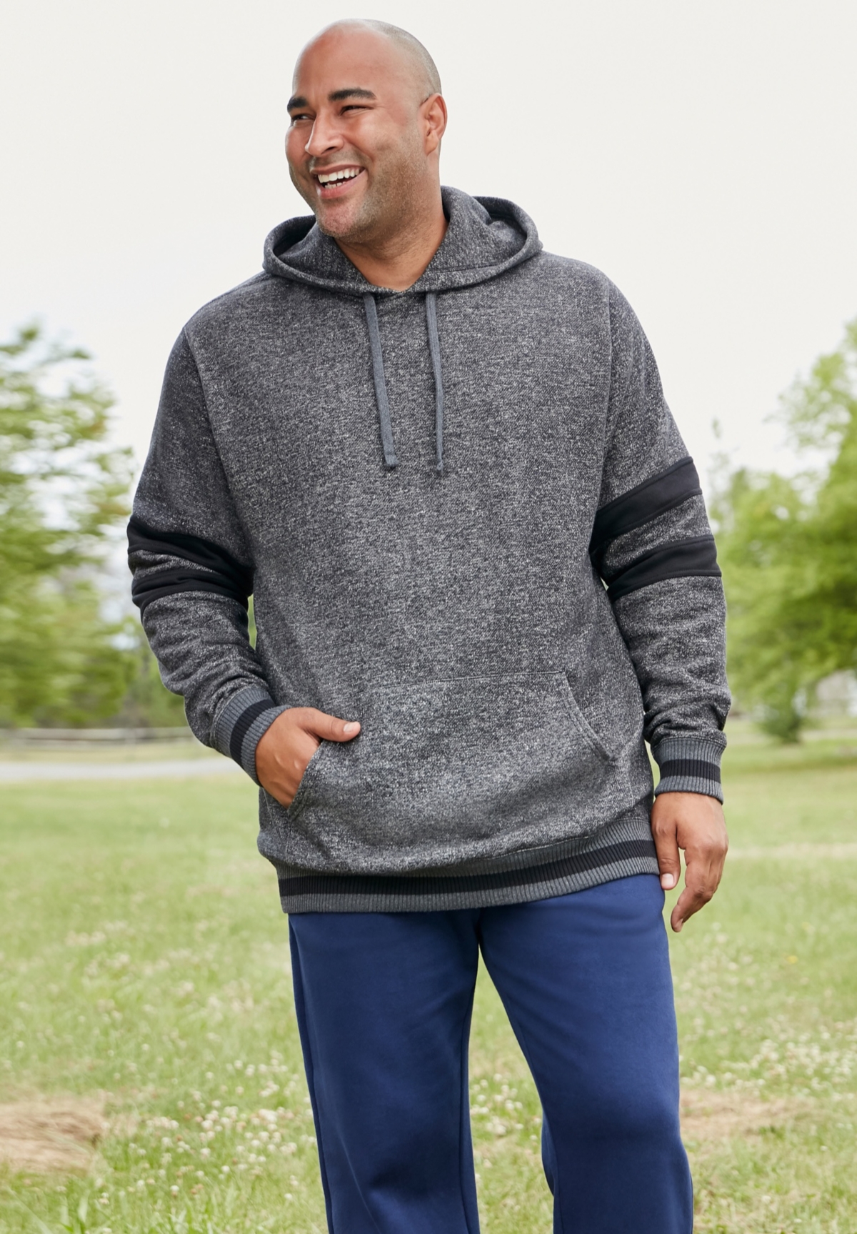 KingSize Big & Tall Coaches Collection Colorblocked Pullover Hoodie – Heather slate marl KingSize Big & Tall Coaches Collection Colorblocked Pullover Hoodie – Heather slate marl