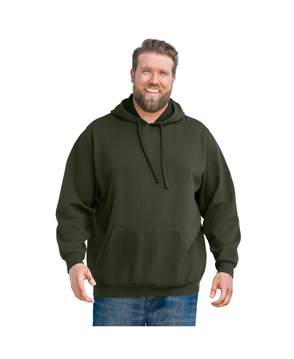 KingSize Big & Tall Fleece Pullover Hoodie – Deep olive