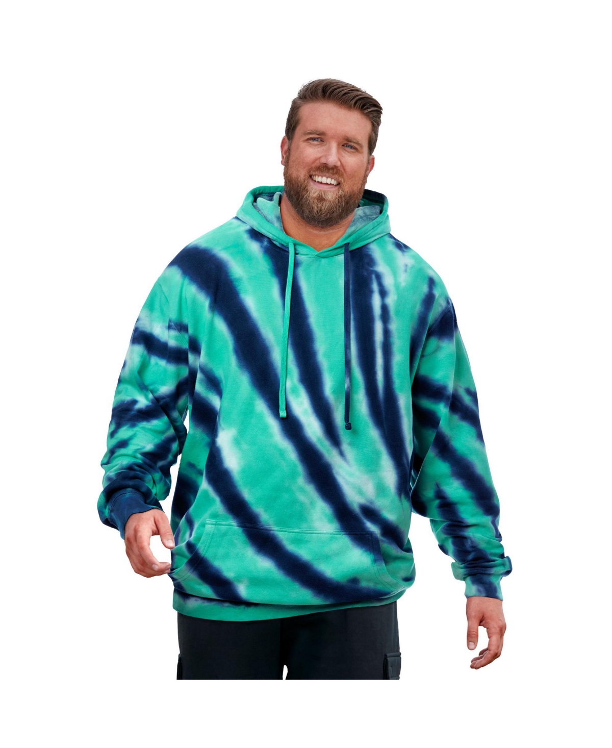 KingSize Big & Tall Fleece Pullover Hoodie – Tidal green marble