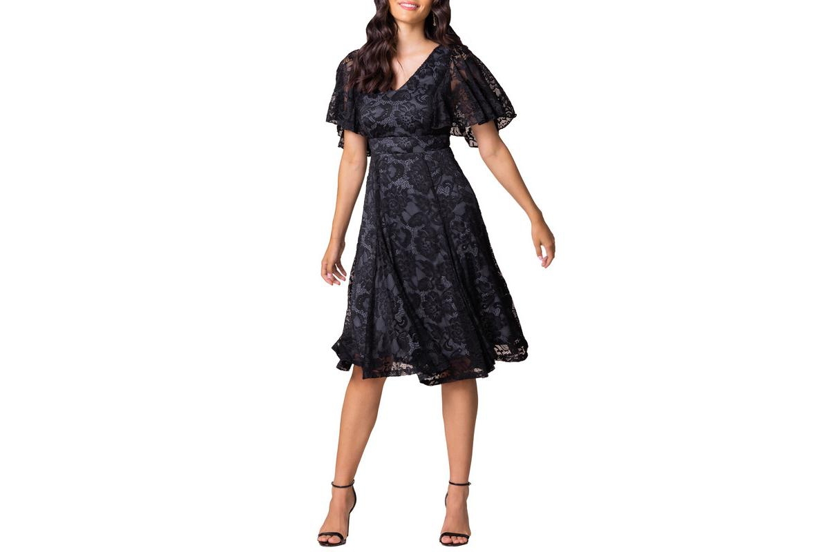 Kiyonna Women’s Camille Lace Cocktail Dress – Storm grey Kiyonna Women’s Camille Lace Cocktail Dress – Storm grey