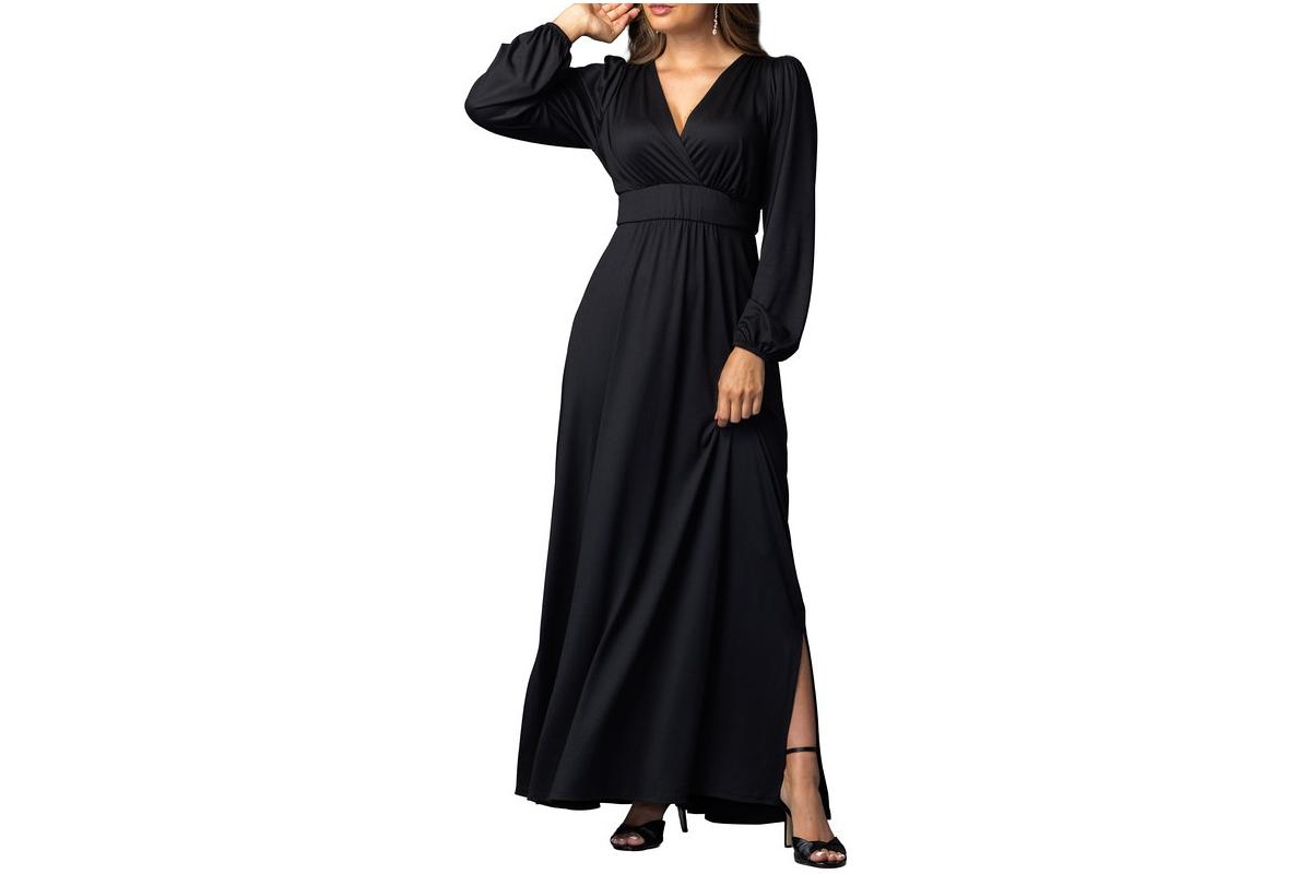 Kiyonna Women’s Kelsey Long Sleeve Maxi Dress – Black noir Kiyonna Women’s Kelsey Long Sleeve Maxi Dress – Black noir