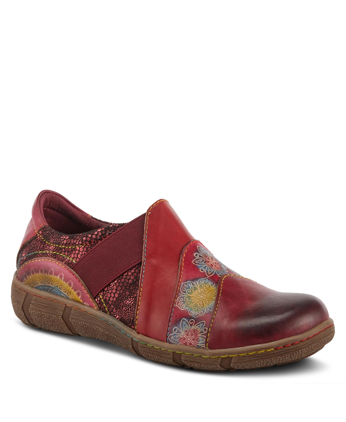 L Artiste Women s Lata Hand-Painted Closed Back Shoe with Removable Footbed and Geometric Multicolor Design – Cabernet multi L Artiste Women s Lata Hand-Painted Closed Back Shoe with Removable Footbed and Geometric Multicolor Design – Cabernet multi