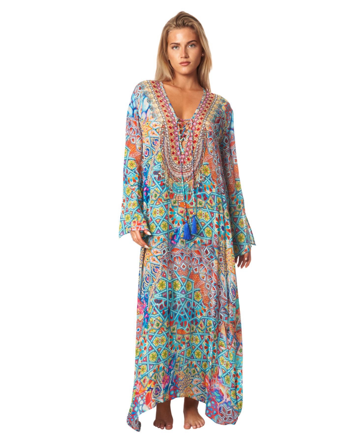 La Moda Clothing Women’s Long Regular Kaftan Dress – Blue La Moda Clothing Women’s Long Regular Kaftan Dress – Blue