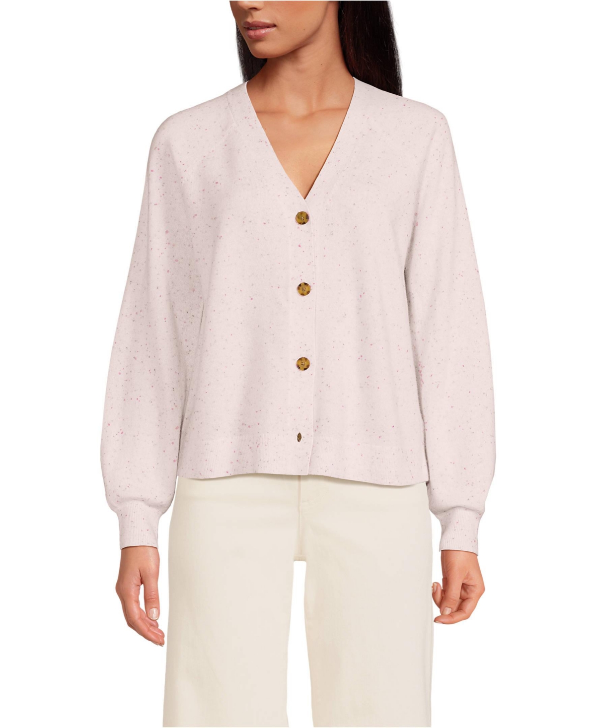 Lands’ End Women’s Cashmere Cardigan – Ivory confetti donegal Lands’ End Women’s Cashmere Cardigan – Ivory confetti donegal