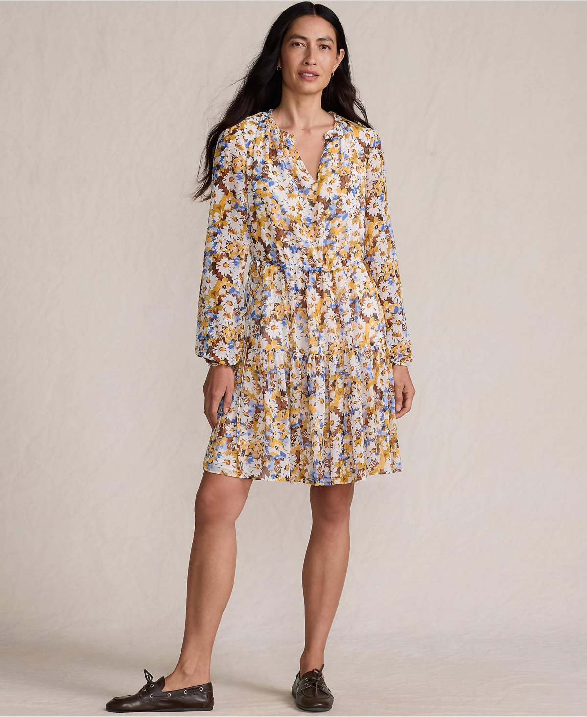 Lands’ End Women’s Chiffon Above the Knee Adjustable Dress – Dijon gold daisy floral Lands’ End Women’s Chiffon Above the Knee Adjustable Dress – Dijon gold daisy floral
