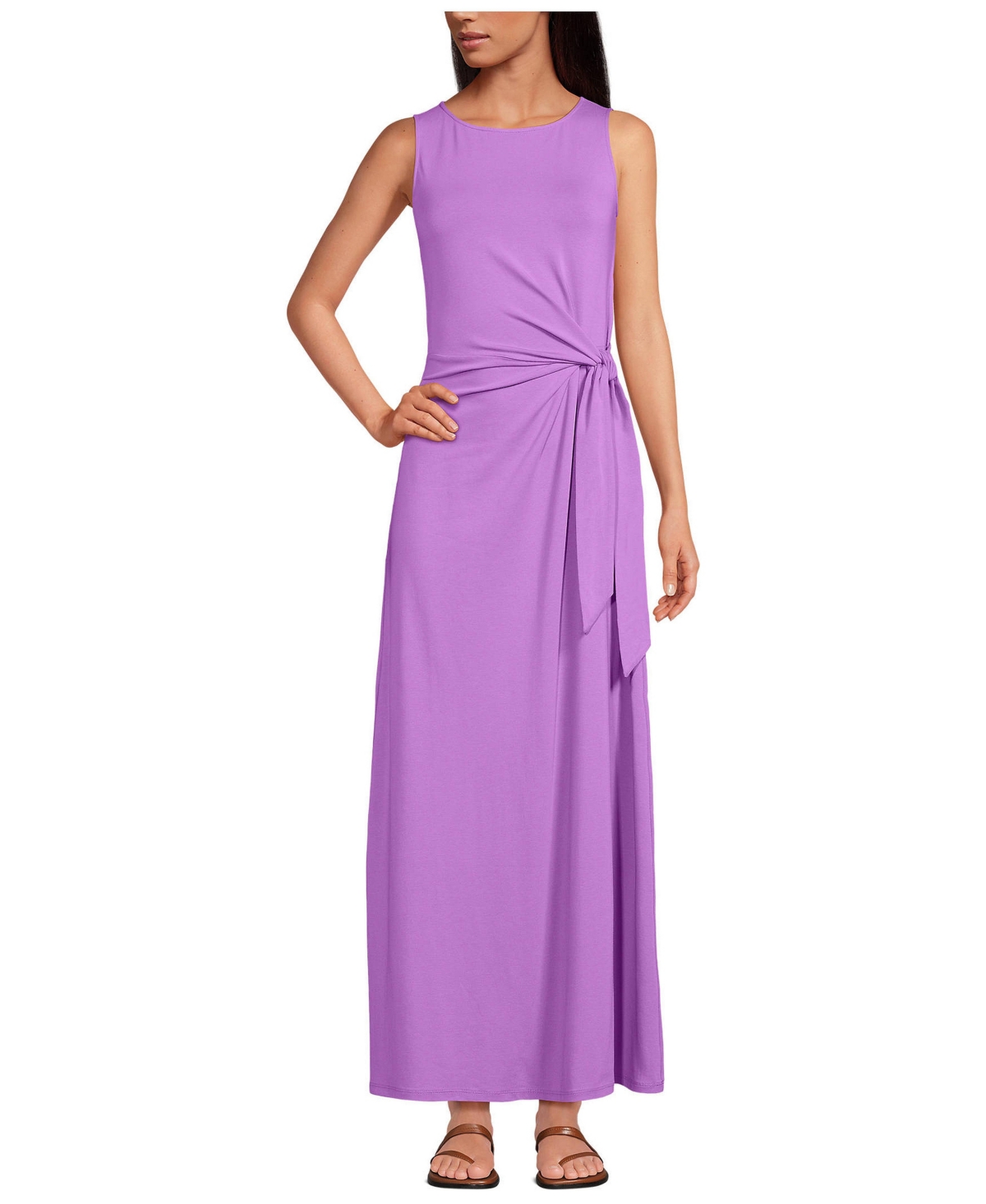 Lands’ End Women’s Cotton Modal Sleeveless Tie Waist Maxi Dress – Soft orchid Lands’ End Women’s Cotton Modal Sleeveless Tie Waist Maxi Dress – Soft orchid