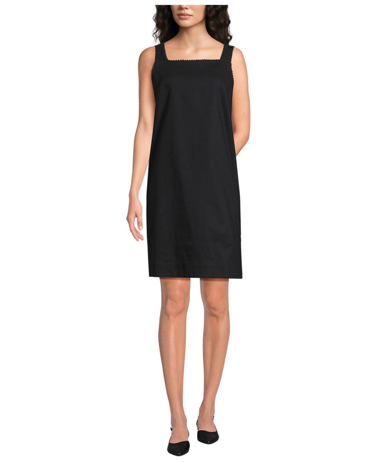Lands’ End Women’s Linen Shift Above the Knee Dress – Black Lands’ End Women’s Linen Shift Above the Knee Dress – Black