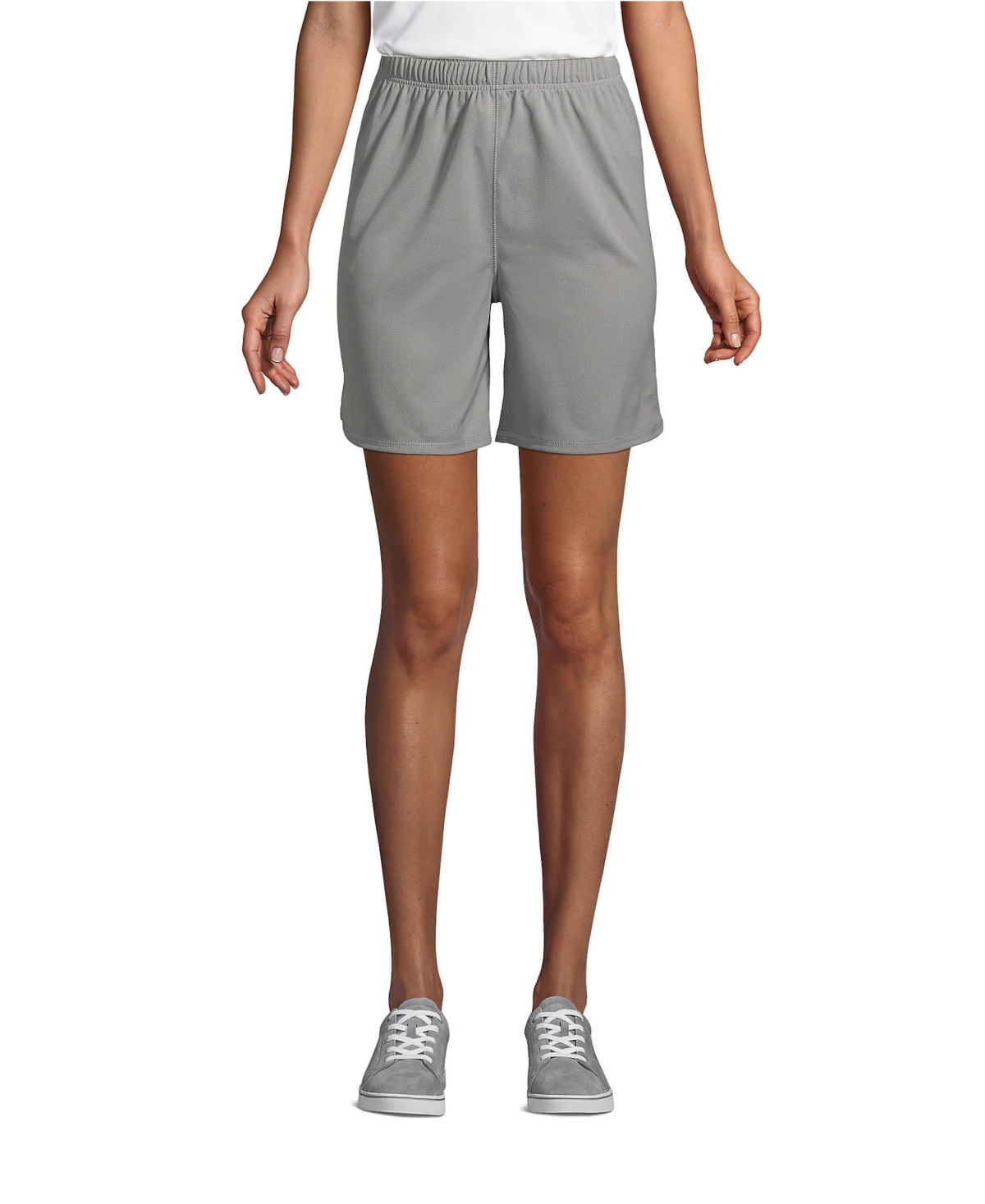 Lands’ End Women’s Mesh Gym Shorts – Stone gray