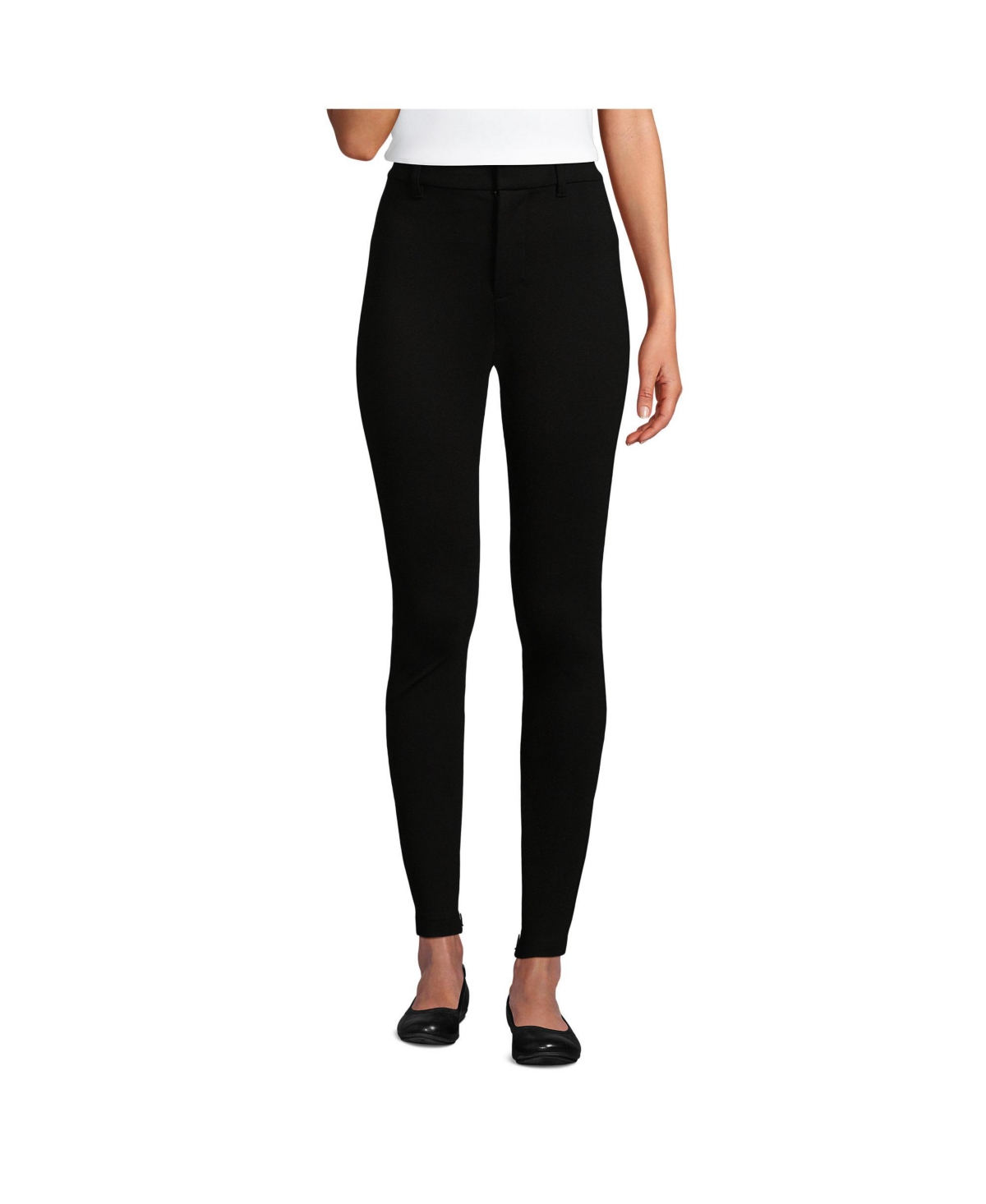 Lands’ End Women’s Petite High Rise Ponte Polished Leggings – Black