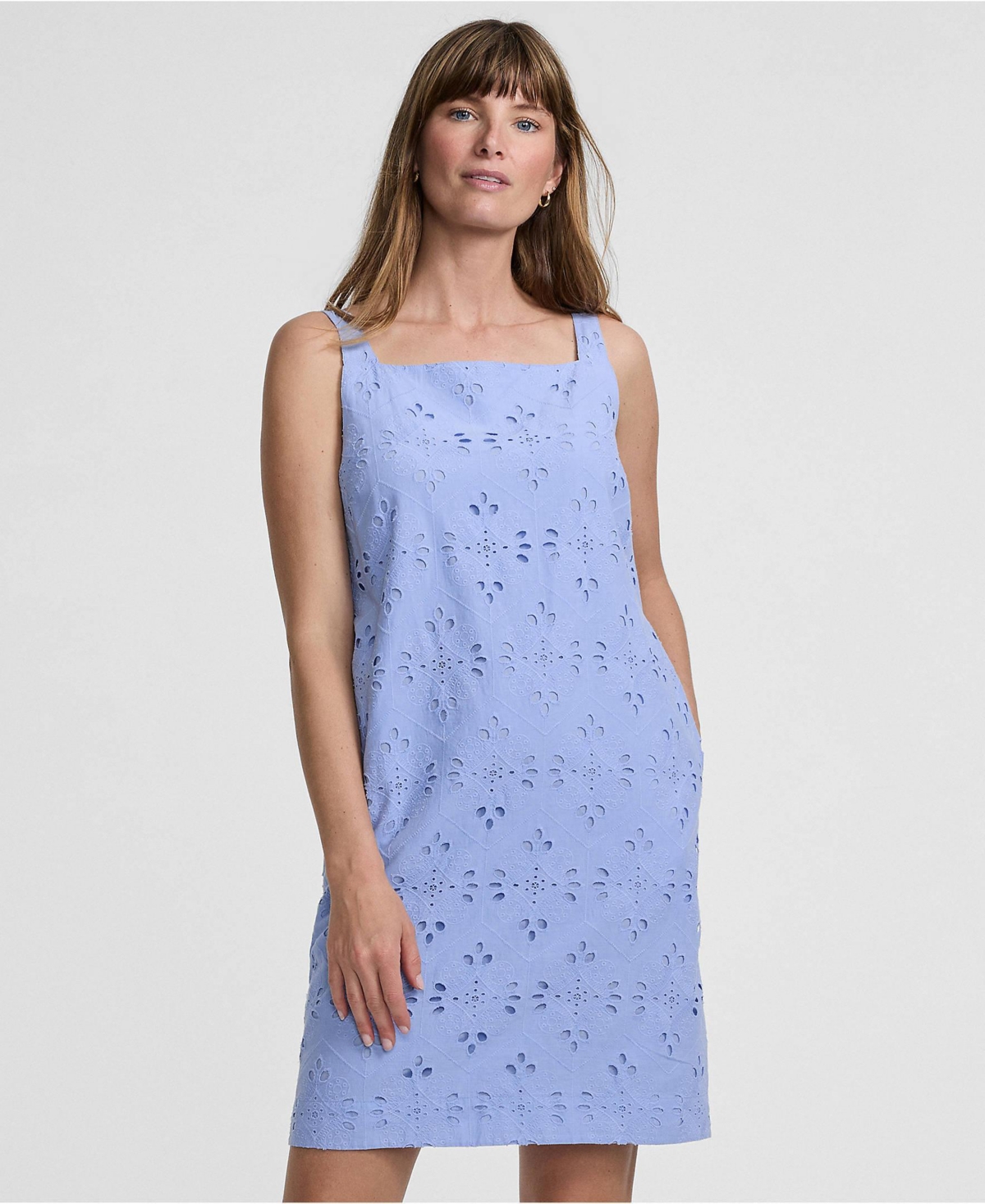 Lands’ End Women’s Sleeveless Eyelet Shift Above the Knee Dress – Clear blue sky eyelet Lands’ End Women’s Sleeveless Eyelet Shift Above the Knee Dress – Clear blue sky eyelet