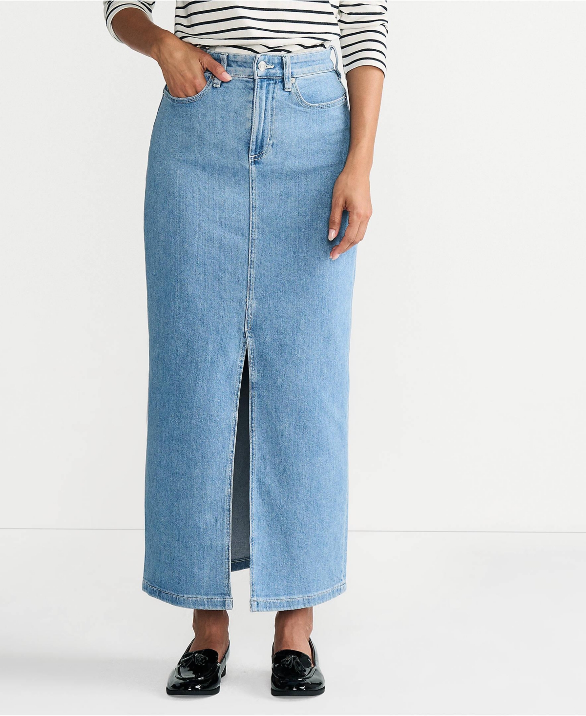 Lands’ End Women’s Soft Denim Maxi Skirt – Hutton blue wash