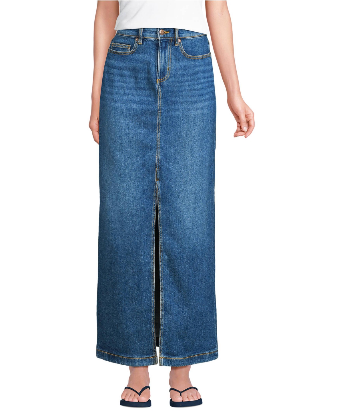 Lands’ End Women’s Soft Denim Maxi Skirt – Indigo tide blue Lands’ End Women’s Soft Denim Maxi Skirt – Indigo tide blue