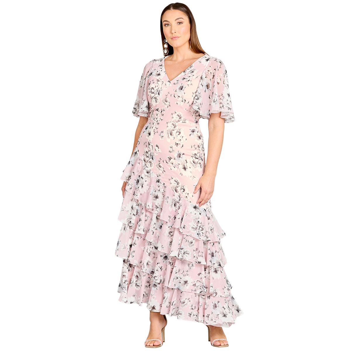 Lara Women’s Cape Sleeve Print Dress – Blush Lara Women’s Cape Sleeve Print Dress – Blush