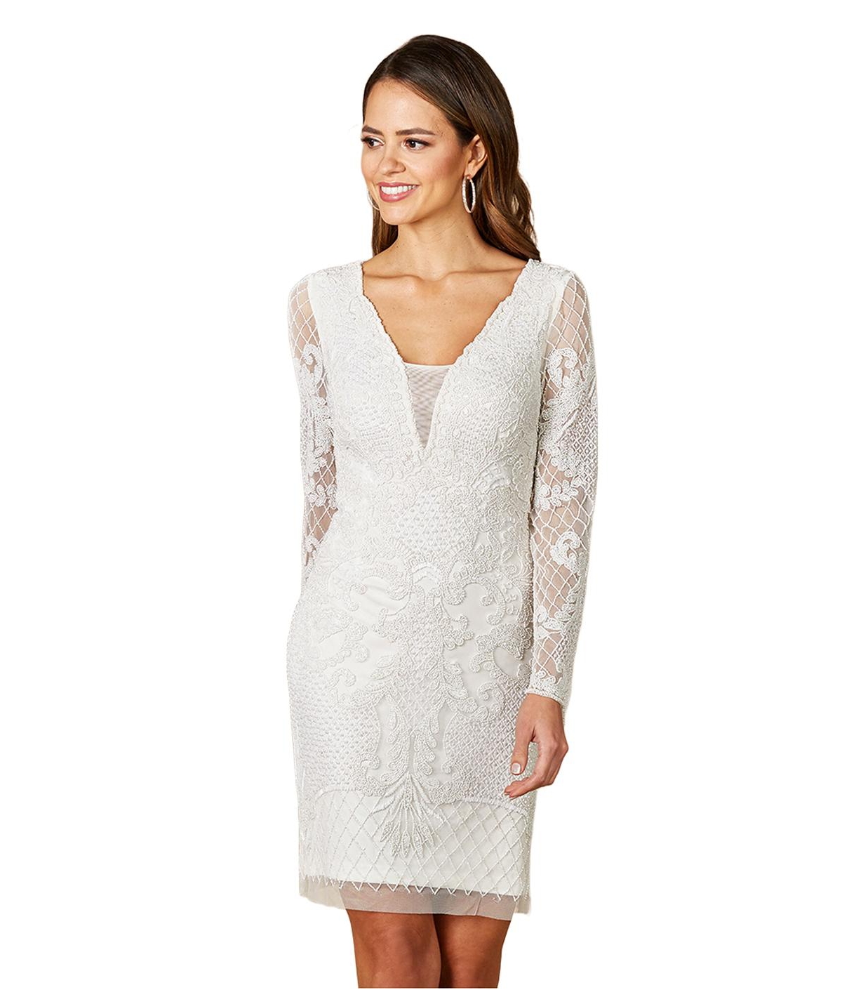 Lara Women’s Carla Long Sleeve Beaded Lace Mini Dress – Ivory Lara Women’s Carla Long Sleeve Beaded Lace Mini Dress – Ivory