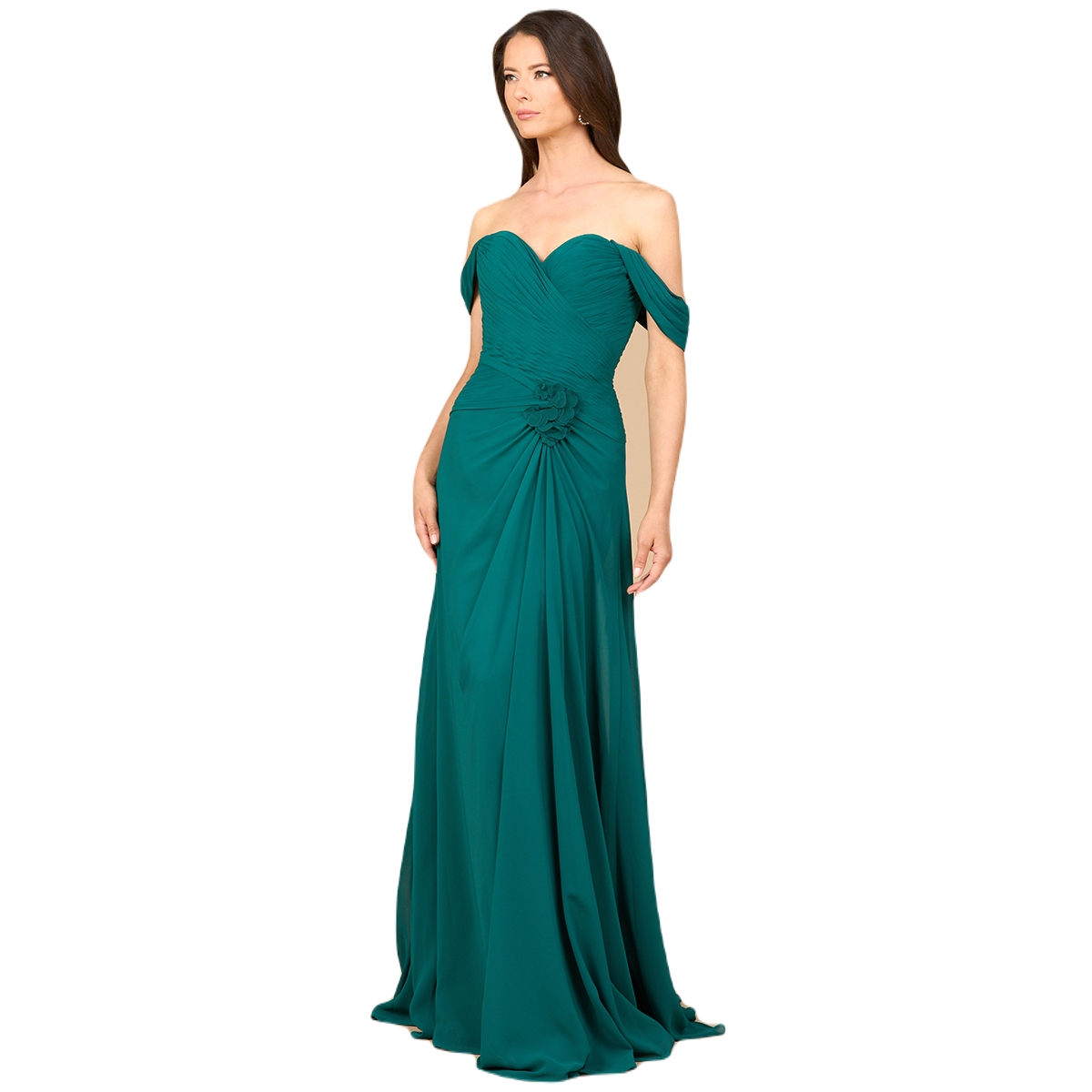 Lara Women’s Off Shoulder Chiffon Dress – Emerald green Lara Women’s Off Shoulder Chiffon Dress – Emerald green