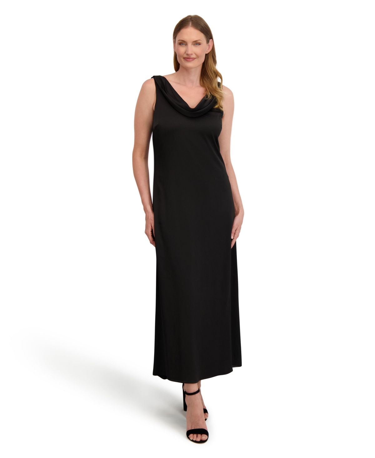 Laundry By Shelli Segal Women’s Roxanne Sleeveless Low Cowl Dress – Black onyx