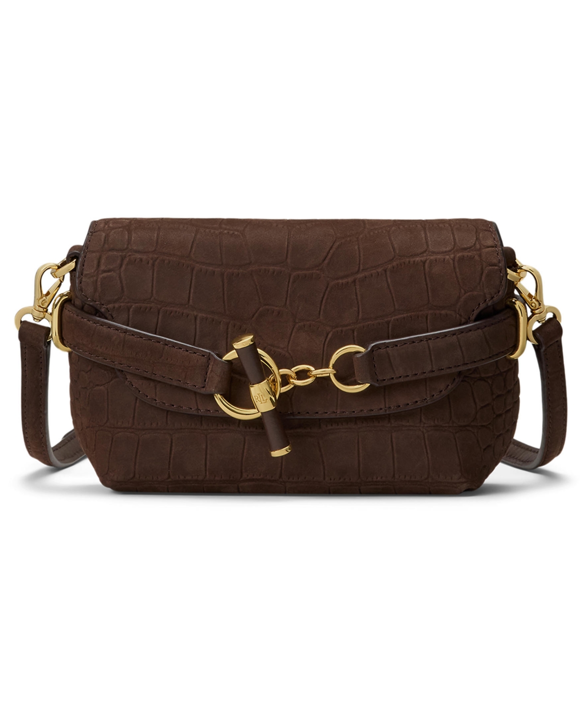 Lauren Ralph Lauren Crocodile Embossed Blaike Mini Leather Crossbody Handbag – Chestnut Brown Lauren Ralph Lauren Crocodile Embossed Blaike Mini Leather Crossbody Handbag – Chestnut Brown