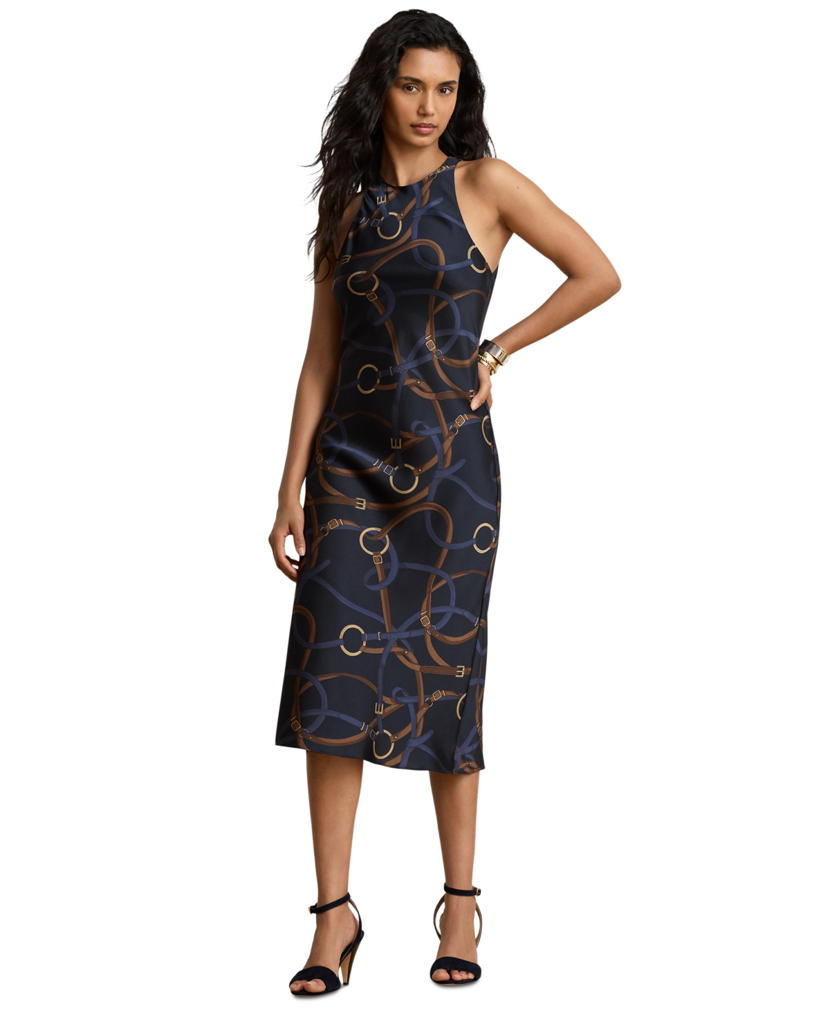 Lauren Ralph Lauren Women’s Belting Print Sleeveless Crewneck Dress – Navy Multi Lauren Ralph Lauren Women’s Belting Print Sleeveless Crewneck Dress – Navy Multi